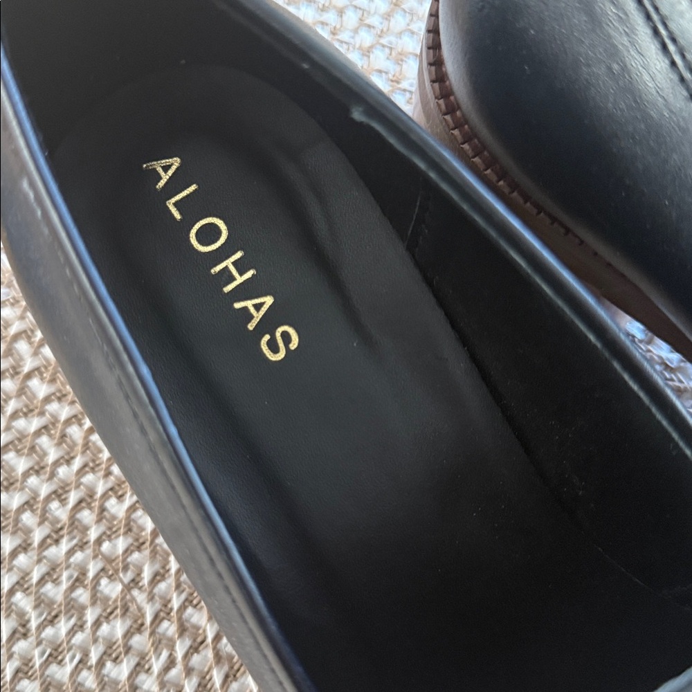 ALOHAS Ebony Leather Loafers with Chestnut Sole - Picture 2 of 3